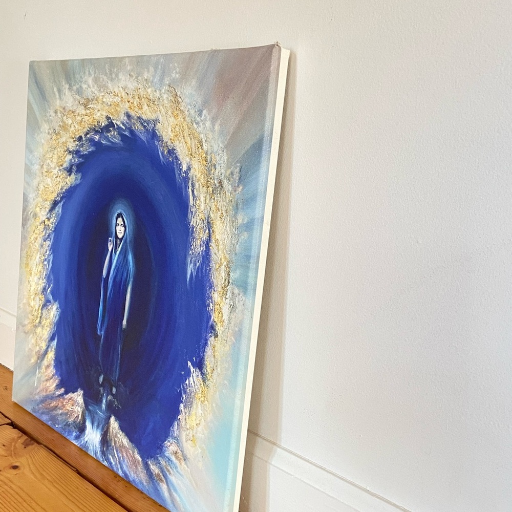 🌸 Sri Anandamayi Ma Original Meditation Art Canvas Painting Yoga - Picture 9 of 11